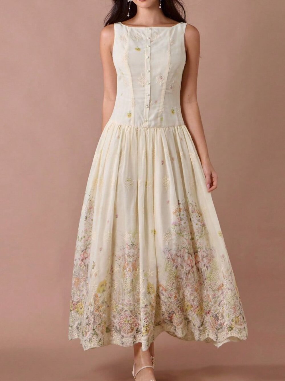 Multicolor Romantic Women's Elegant Floral Print Long Dress